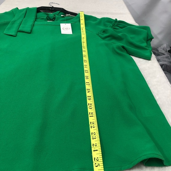 Green Cato Blouse with Puffed Sleeves size large - Picture 10 of 11